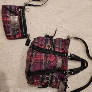 Coach purse with matching wristlet.